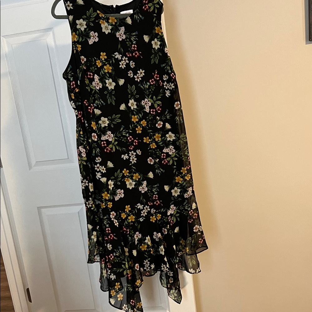 Floral Black Sleeveless Dress